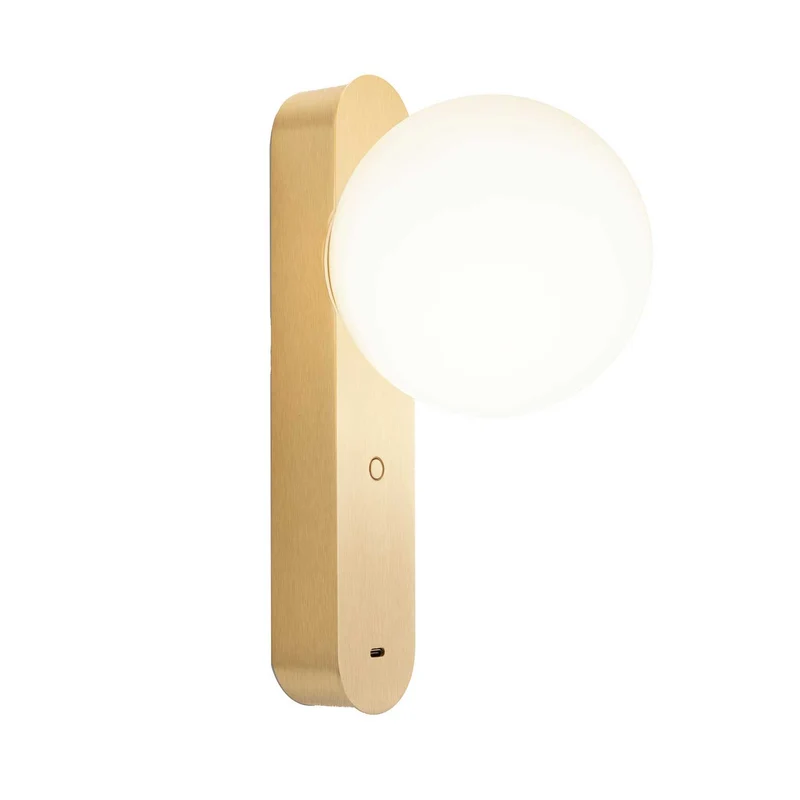 Perlina USB - Applique murale LED en acier et verre opalin, style contemporain