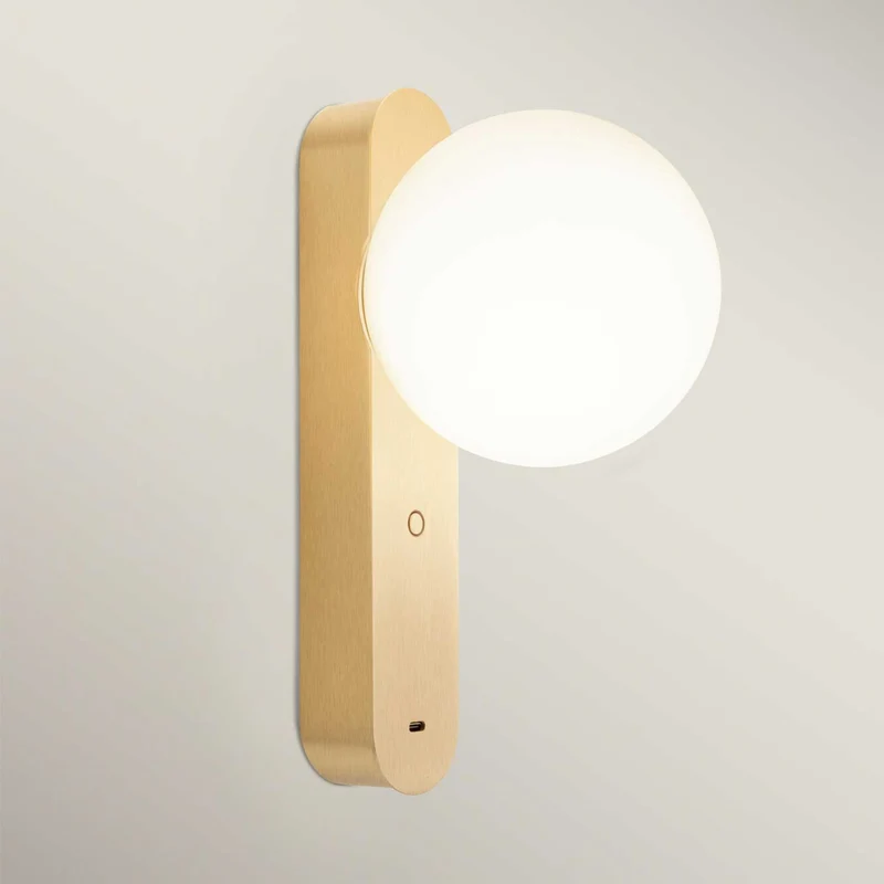 Perlina USB - Applique murale LED en acier et verre opalin, style contemporain
