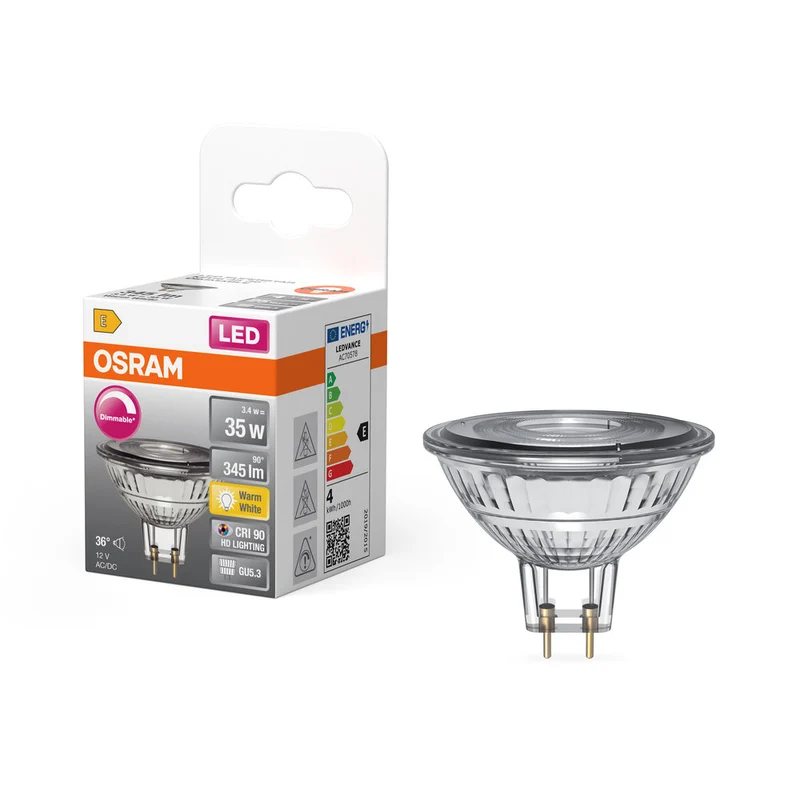 OSRAM Superstar lampada riflettore per attacco GU5.3, vetro chiaro, bianco caldo (2700K), 345 lumen, sostituto per lampadine tradizionali da 35W, dimmerabile, confezione da 1