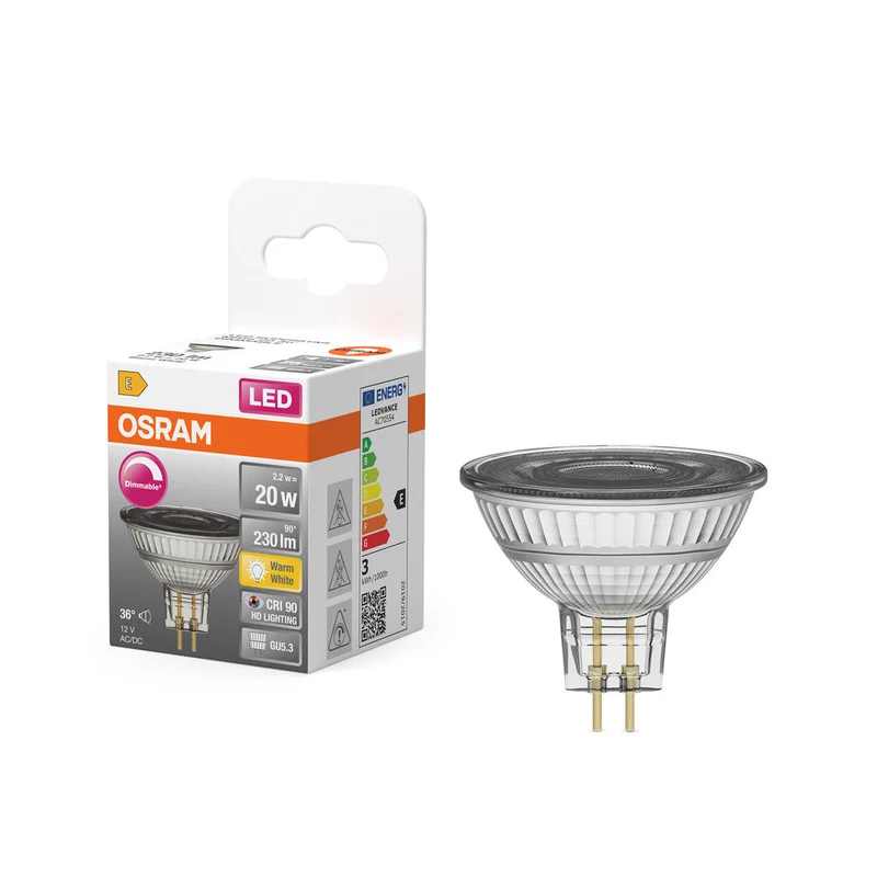 OSRAM Superstar lampadina riflettore vetro chiaro, bianco caldo (2700K), 230 lumen, sostituto per lampadine tradizionali da 20W, dimmerabile GU5.3