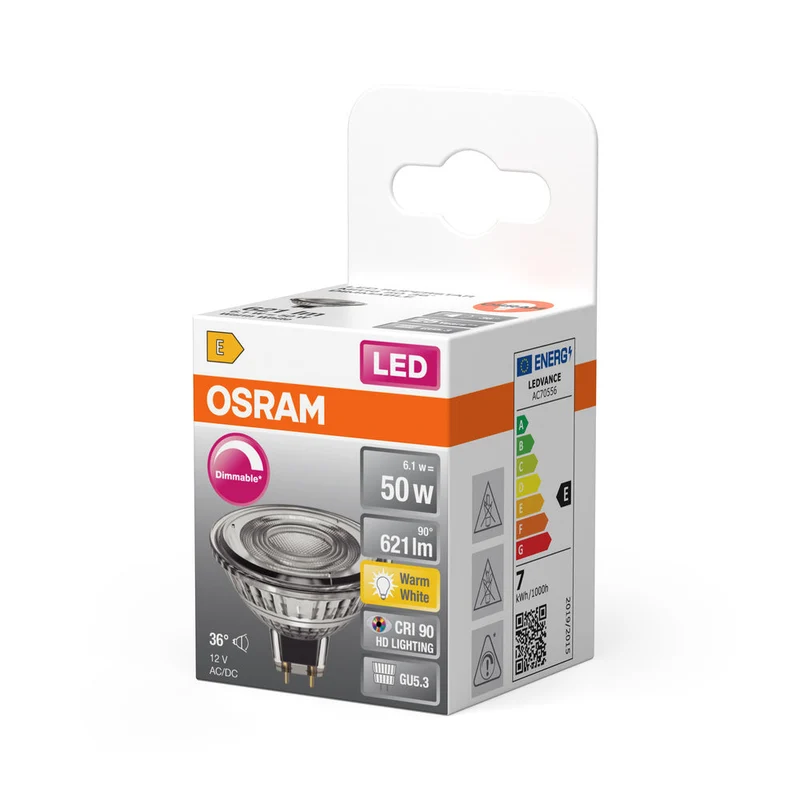 OSRAM Lampada LED LED SUPERSTAR MR16 12 V 6.8W 927 GU5.3, 621 lm, 2700 K, Bianco caldo