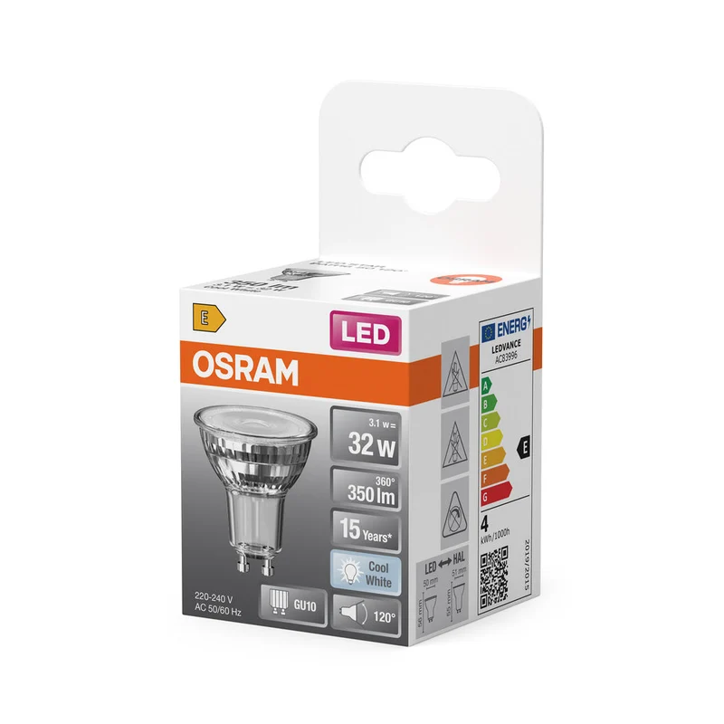 OSRAM LED Riflettore Lampada LED STAR PAR16 4.3W 840 GU10, 350 lm, 4000 K, Bianco freddo