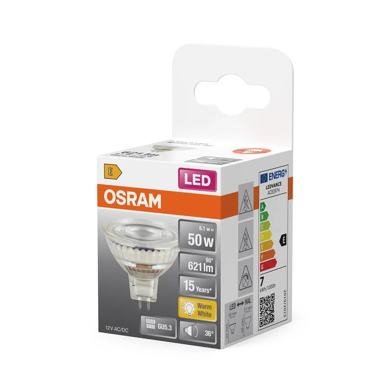 OSRAM LED STAR MR16 12V Faretto LED (ex 50W) 6.5W / 2700K Bianco caldo GU5.3