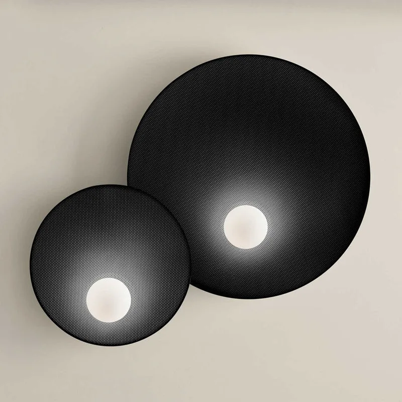 Trip Double - Applique murale en acier et verre opalin, style graphique