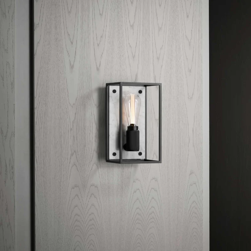 Caged Wall Medium - Applique murale en acier et marbre, hauteur 30 cm