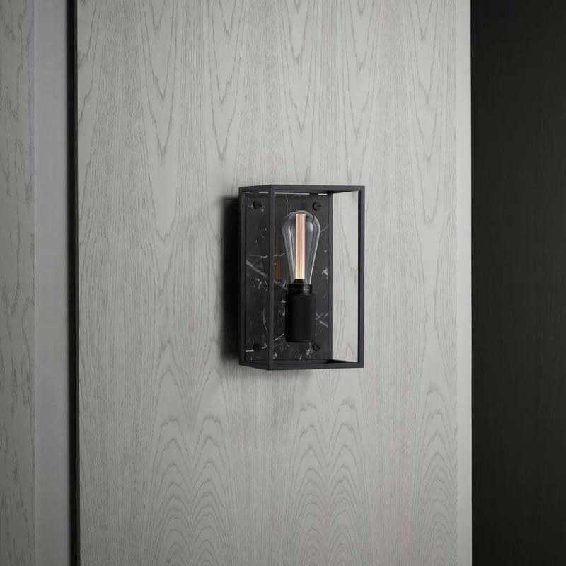 Caged Wall Medium - Applique murale en acier et marbre, hauteur 30 cm