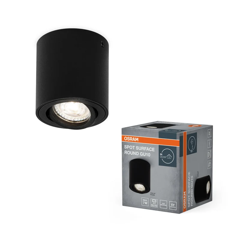 OSRAM Spot Superficie Rotondo Spot da Soffitto, Ø 80mm, nero, GU10
