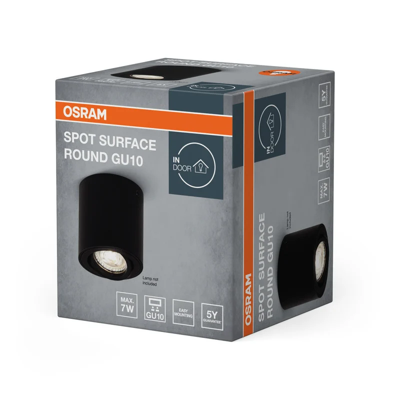 OSRAM Spot Superficie Rotondo Spot da Soffitto, Ø 80mm, nero, GU10