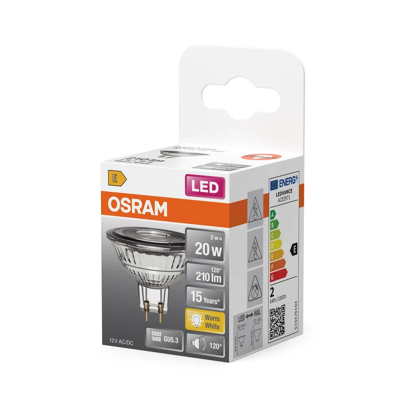 OSRAM SPOT MR16 GL 20 LED-lampada riflettore, 2,6W, 200lm, GU5.3, bianco caldo