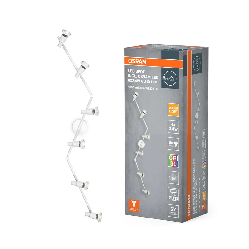 OSRAM LED SPOT GU10 lampada da soffitto 6 x 3,4W, 1380lm, bianco