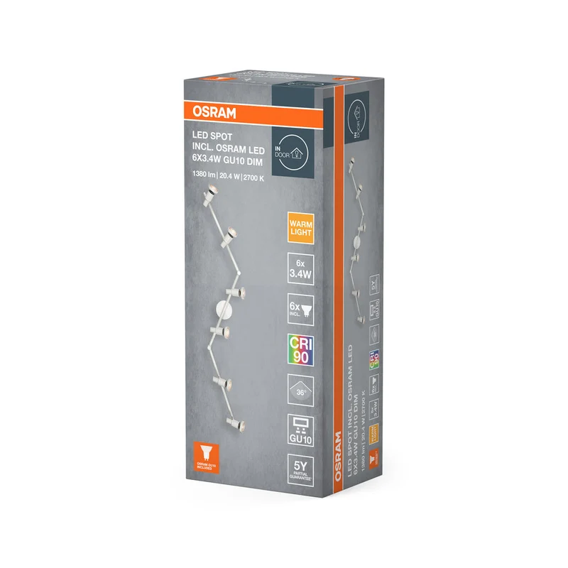 OSRAM LED SPOT GU10 lampada da soffitto 6 x 3,4W, 1380lm, bianco