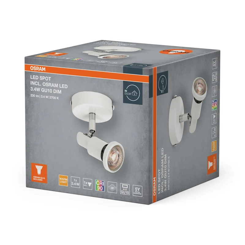 OSRAM LED SPOT GU10 Lampada da soffitto 1 x 3,4W, 230lm, bianco