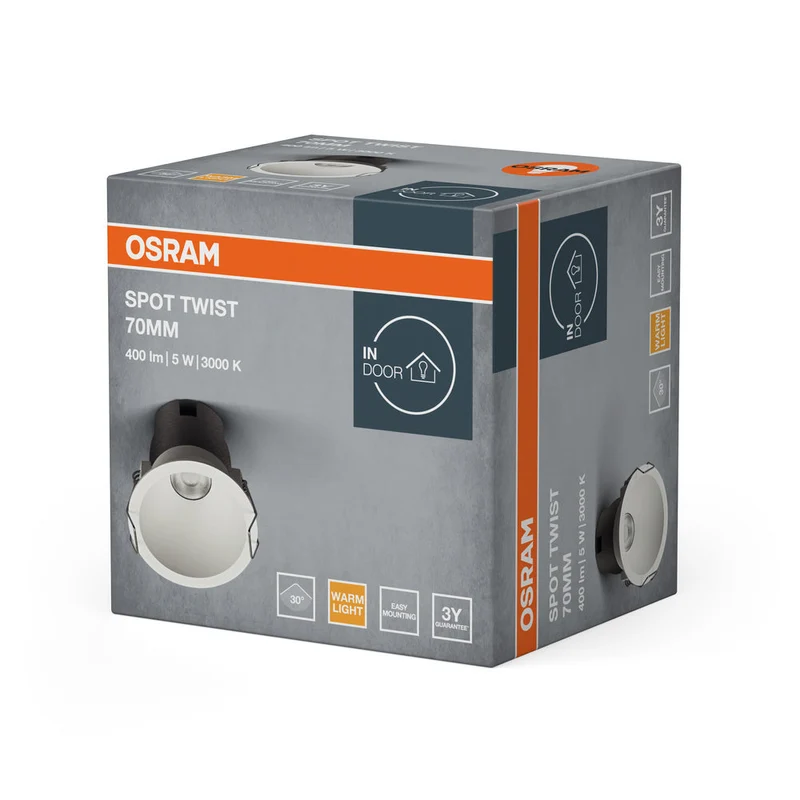 OSRAM SPOT TWIST Downlight Ø 70mm, bianco, 5W, 400lm, 830 WT