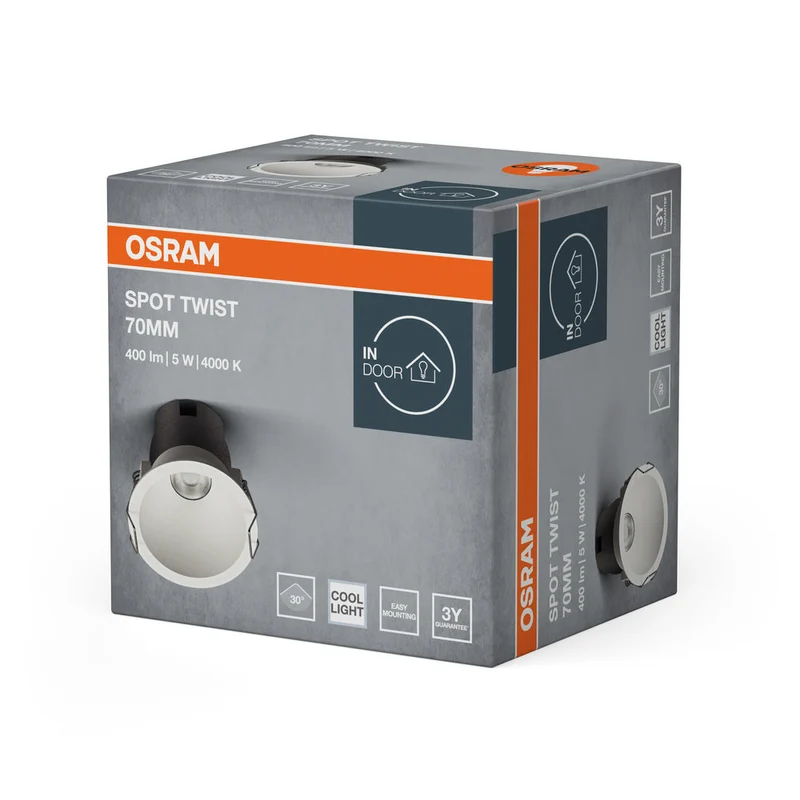 OSRAM SPOT TWIST Downlight, Ø 70mm, bianco, 5W, 400lm, 840 WT