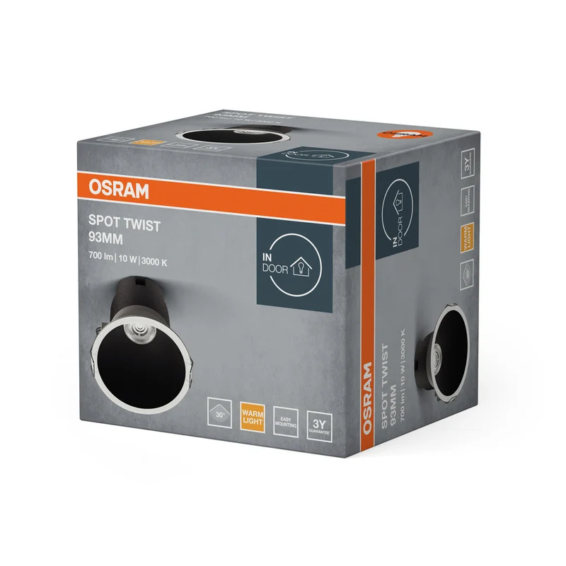 OSRAM SPOT TWIST Ø 93mm Downlight, nero, 10W, 800lm, 830 WT