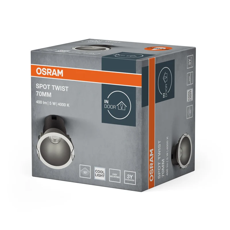 OSRAM SPOT TWIST Ø 70mm Downlight, argento, 5W, 400lm, 840 WT