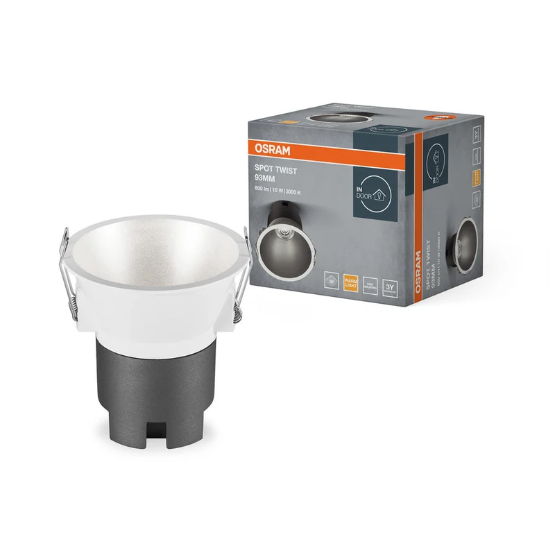OSRAM SPOT TWIST Ø 93mm Downlight, argento, 10W, 800lm, 830 WT