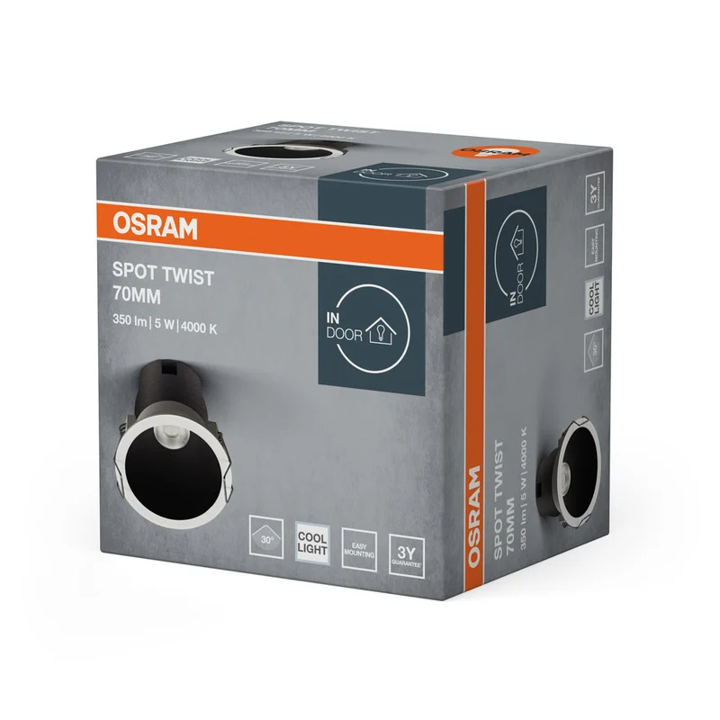 OSRAM SPOT TWIST Ø 70mm Downlight, nero, 5W, 400lm, 840 WT
