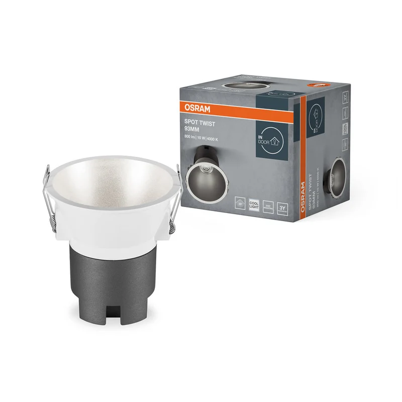 OSRAM SPOT TWIST Ø 93mm Downlight, argento, 10W, 800lm, 840 WT