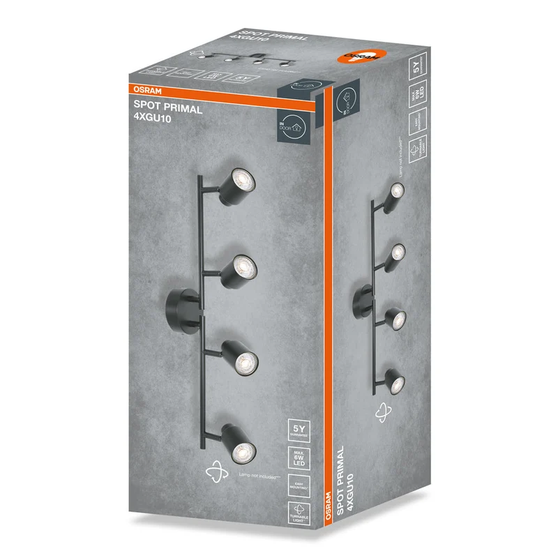 OSRAM Faretto LED a 4 punti PRIMAL, lampada, 4xGU10, nero