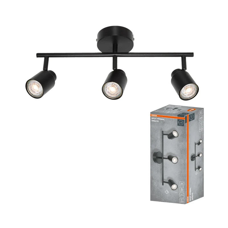 OSRAM Faretto LED a 3 punti PRIMAL, lampada, 3xGU10, nero