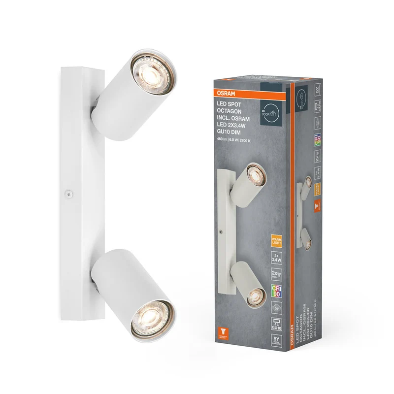 OSRAM LED SPOT OCTAGON lampada da soffitto 2 x 3,4W, GU10, 460lm, bianco