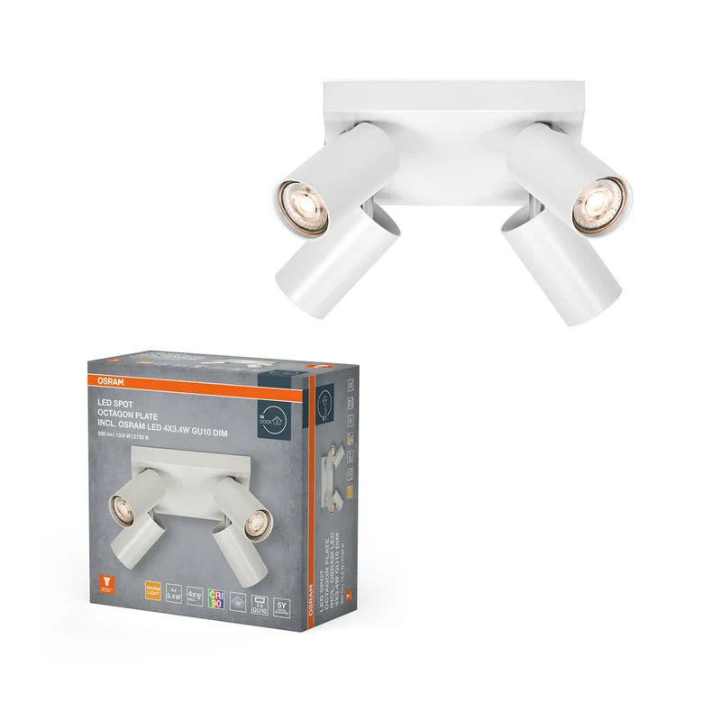 OSRAM LED SPOT OCTAGON PL Lampada da soffitto 4 x 3,4W, GU10, 920lm, bianco