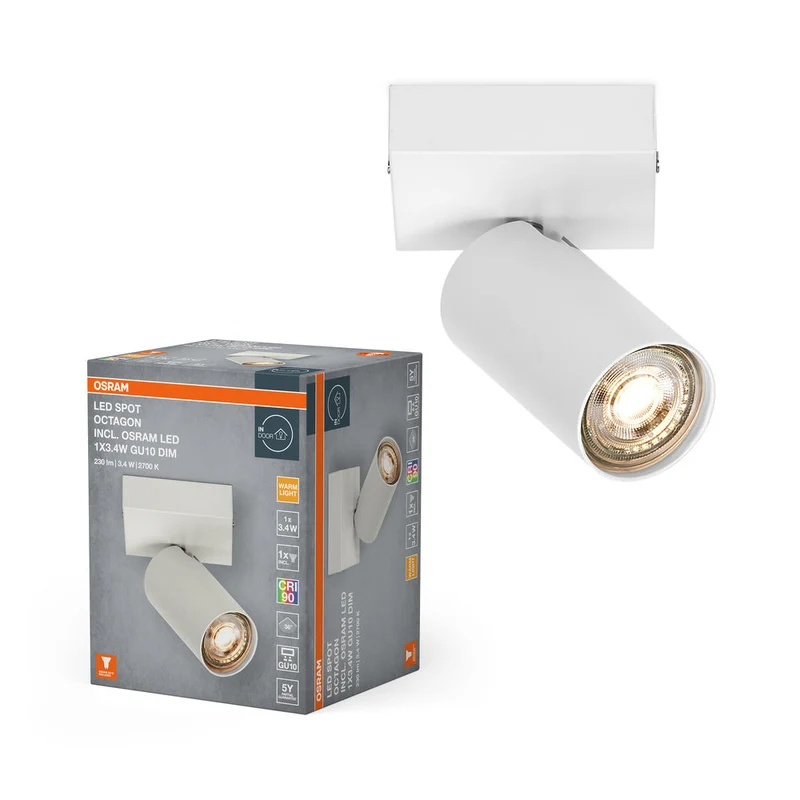 OSRAM LED SPOT OCTAGON lampada da soffitto / lampada da parete 3,4W, GU10, 230lm, bianco