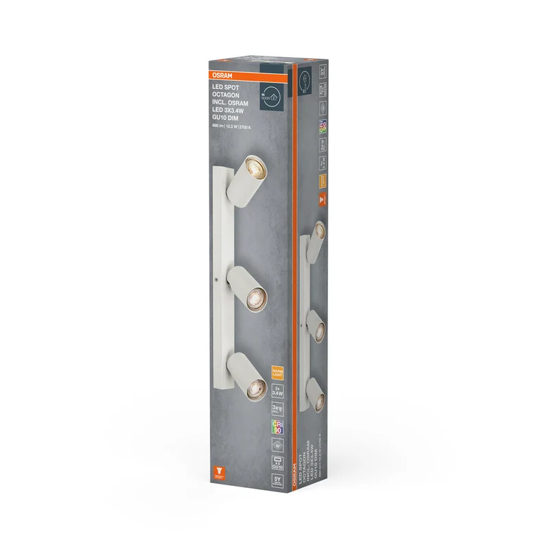 OSRAM LED SPOT OCTAGON lampada da soffitto 3 x 3,4W, GU10, 690lm, bianco