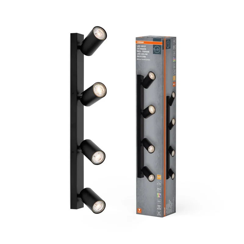 OSRAM LED SPOT OCTAGON lampada da soffitto 4 x 3,4W, GU10, 920lm, nero