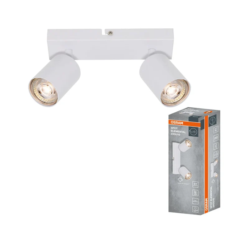 OSRAM Faretto LED a 2 punti ELEMENTAL Bianco, Lampada, 2xGU10, Bianco, 21 x 13,8 x 6,5 cm