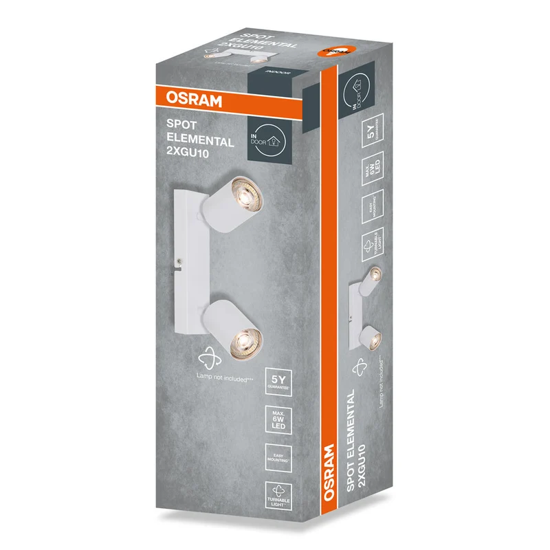 OSRAM Faretto LED a 2 punti ELEMENTAL Bianco, Lampada, 2xGU10, Bianco, 21 x 13,8 x 6,5 cm