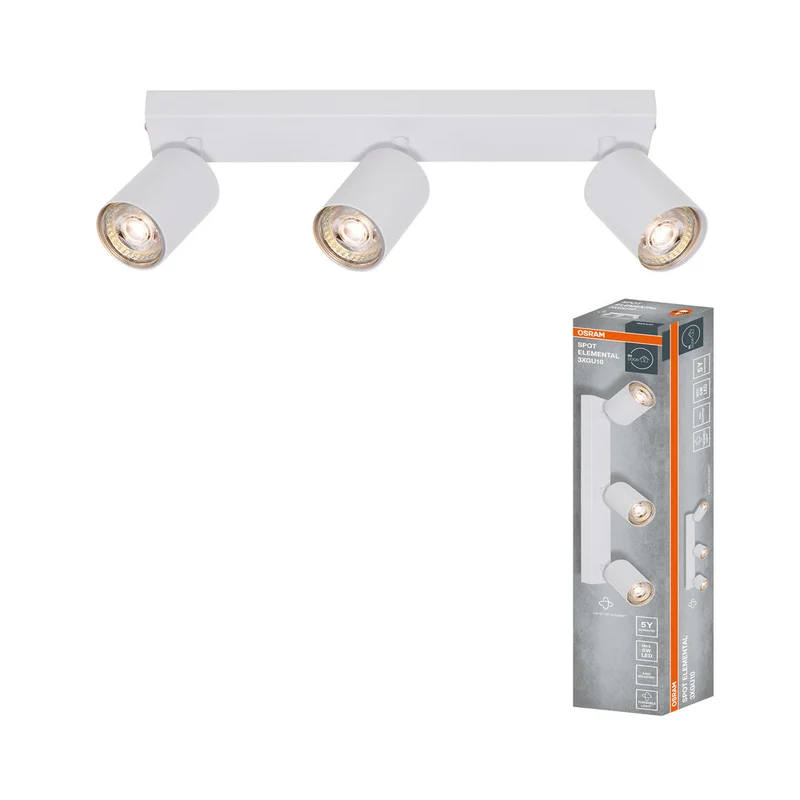 OSRAM Faretto LED a 3 punti ELEMENTAL Bianco, lampada, 3xGU10, bianco, 37 x 13,8 x 6 cm