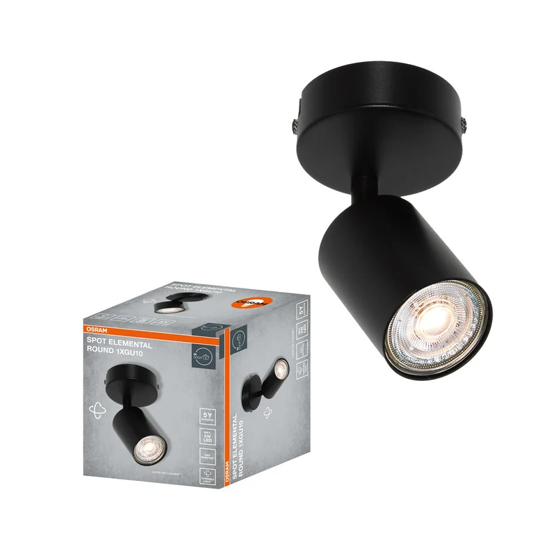 OSRAM LED Spot ELEMENTAL Nero, rotondo, 1xGU10, Nero, 14 x 8 cm