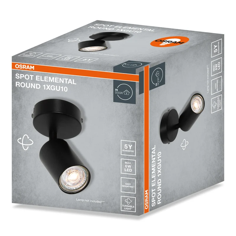OSRAM LED Spot ELEMENTAL Nero, rotondo, 1xGU10, Nero, 14 x 8 cm