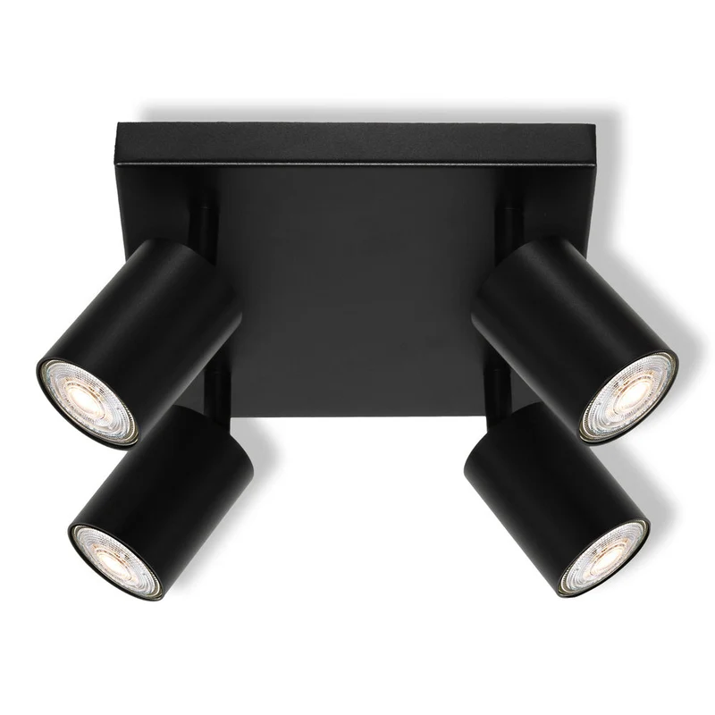 OSRAM Faretto LED a 4 punti ELEMENTAL Piastra Nera, Lampada, 4xGU10, Nero, 21 x 13,8 x 21 cm