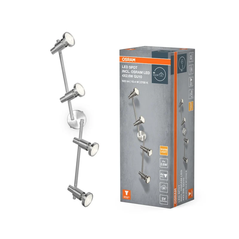 OSRAM LED SPOT ARGENTO SPAZZOLATO Lampada da soffitto, GU10, 4 x 2.6W, 2700K