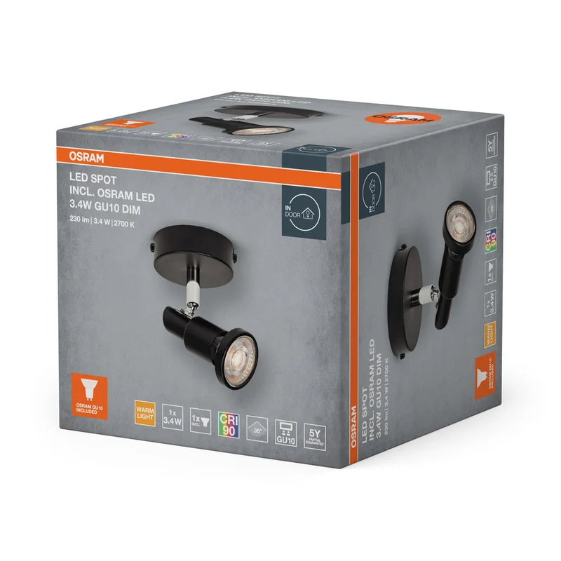 OSRAM LED SPOT GU10 Lampada da soffitto / lampada da parete 3,4W, 230lm, nero