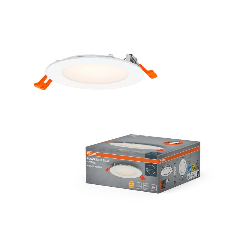OSRAM RECESS SLIM DOWNLIGHT LED Lampada da soffitto, Ø 120mm, 220…240V 8W / 3000K Bianco caldo