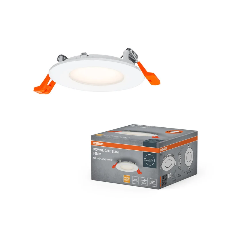 OSRAM RECESS SLIM DOWNLIGHT LED lampada da soffitto, Ø 85mm 220…240V 4,50W / 3000K bianco caldo