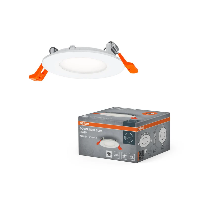 OSRAM FARETTO INCASSO SLIM LED Lampada da soffitto, Ø 85mm, 220…240V 4,50W / 4000K Bianco freddo