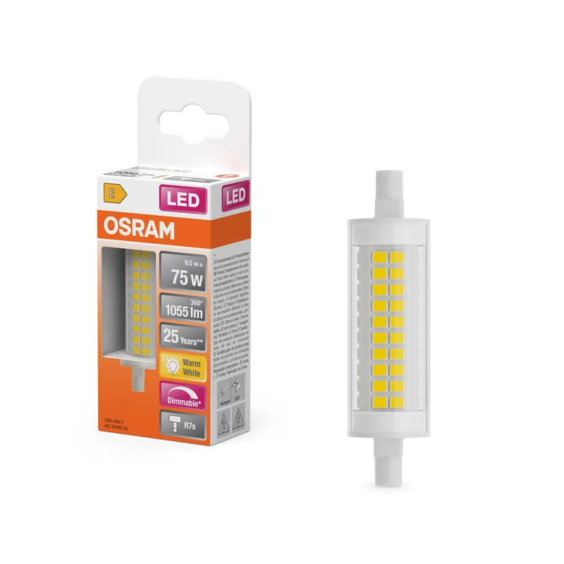 OSRAM LED LINE Lampada LED R7S DIM 9.5W 827 Chiaro R7s, 1055 lm, 2700 K, Bianco caldo