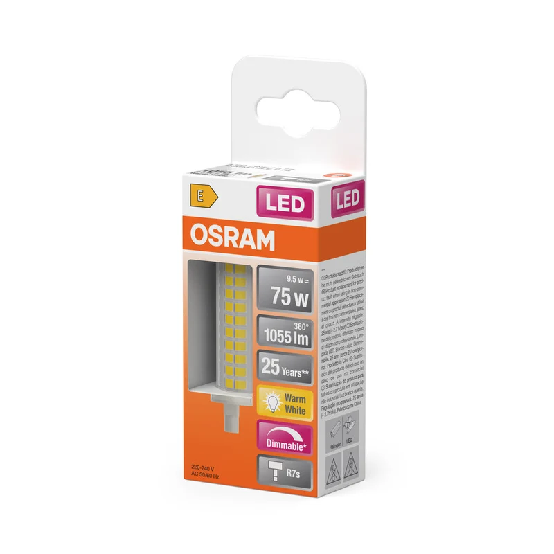 OSRAM LED LINE Lampada LED R7S DIM 9.5W 827 Chiaro R7s, 1055 lm, 2700 K, Bianco caldo