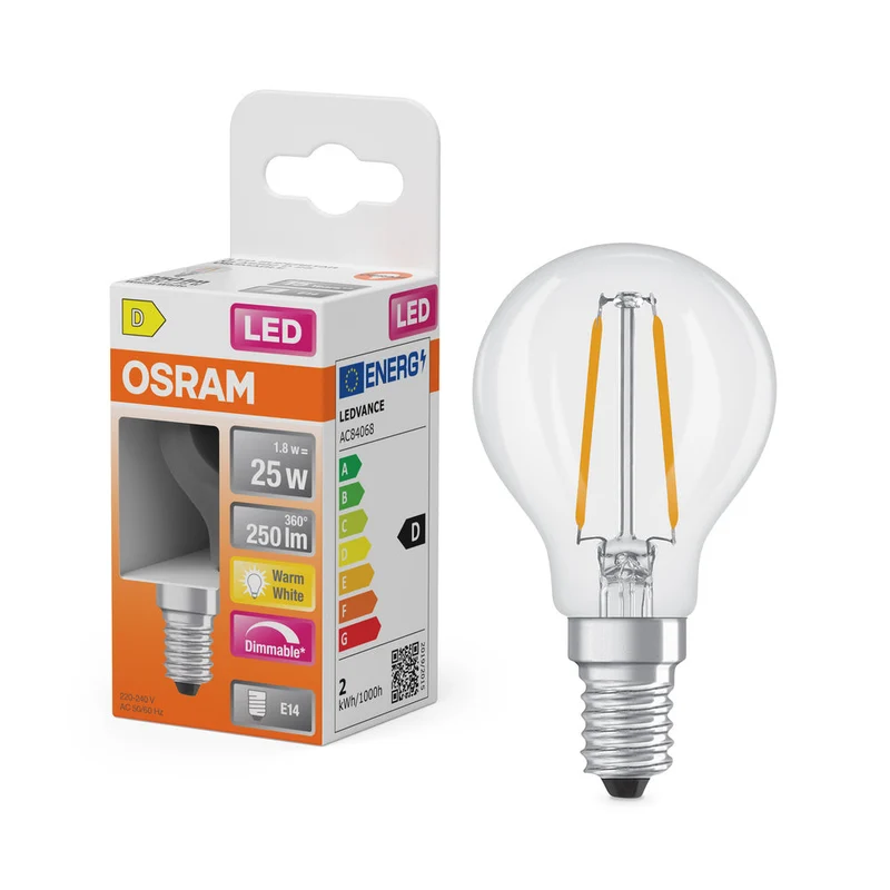 Retrofit LED CLASSIC P DIM 1.8W 827 Trasparente E14