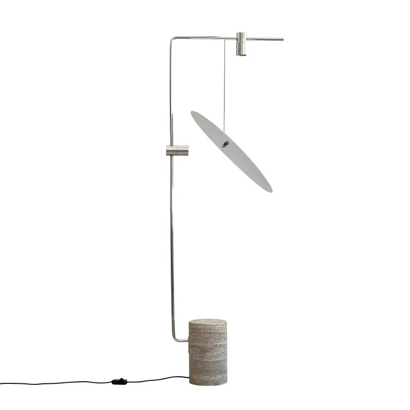 The Moon - Lampadaire art déco en métal et marbre, hauteur 188 cm