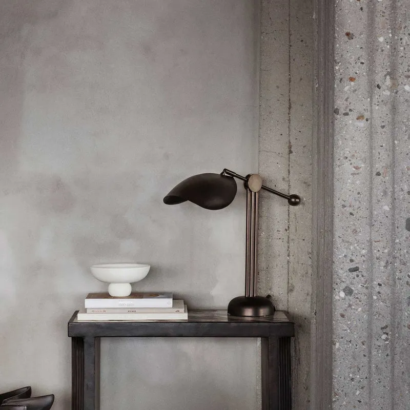 Stingray Table - Lampe à poser brutaliste en métal bronze, 53 cm