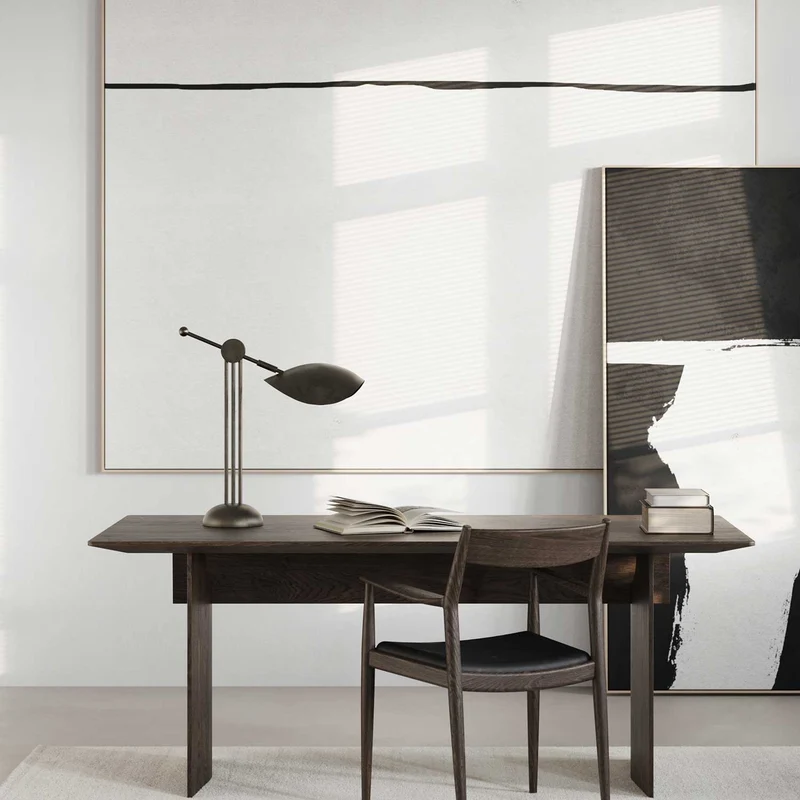 Stingray Table - Lampe à poser brutaliste en métal bronze, 53 cm