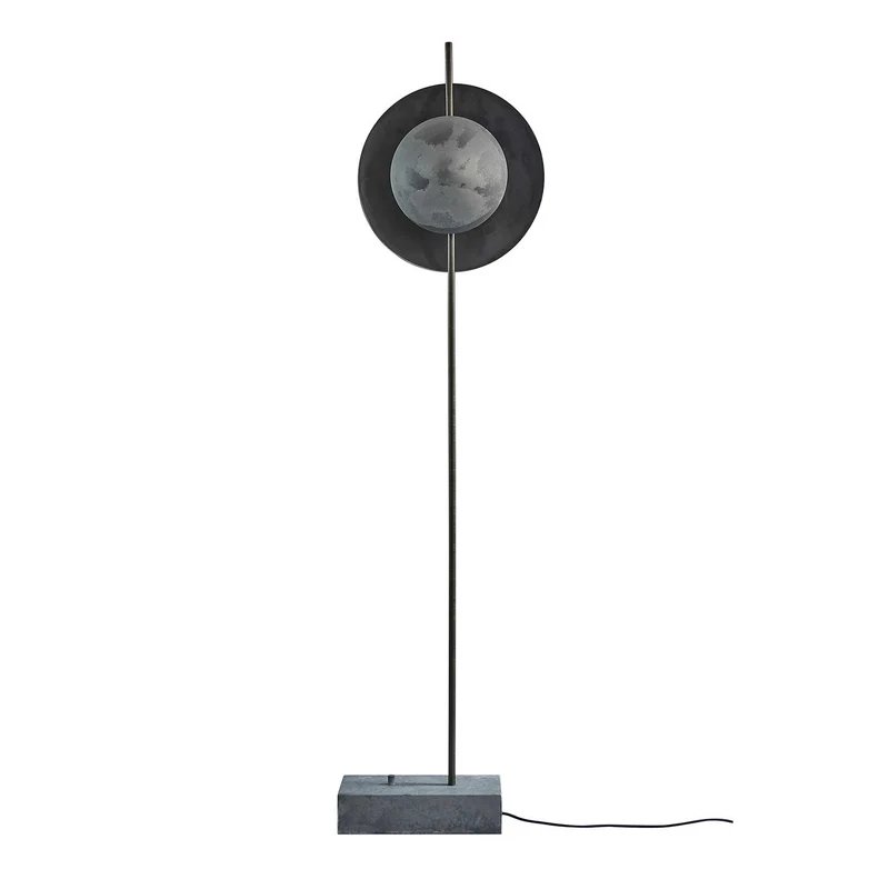 Dawn - Lampadaire brutaliste en acier gris basalte, hauteur 168 cm