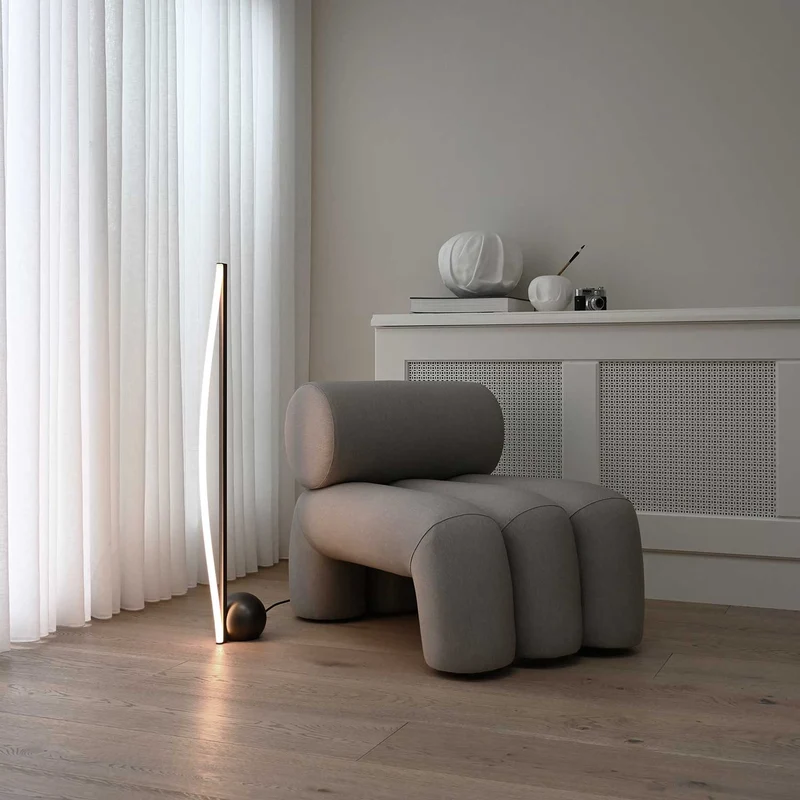 Bow Lamp - Lampadaire LED minimaliste en acier bronze, 100 cm