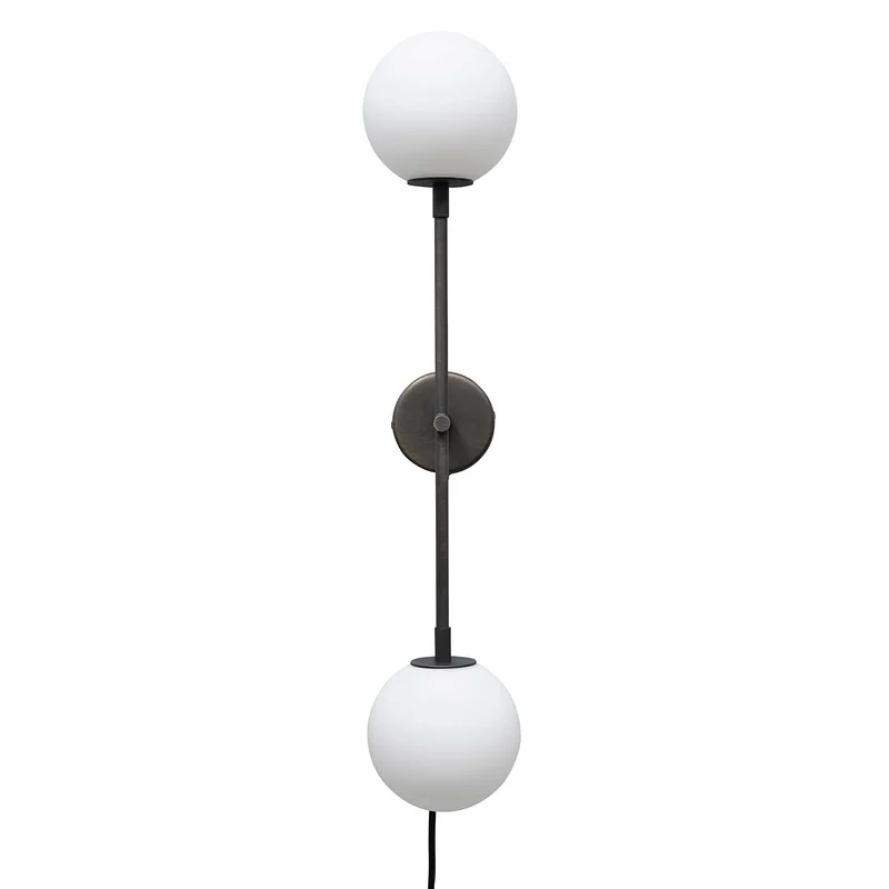 Drop Bulp - Applique murale art déco en acier et verre opalin